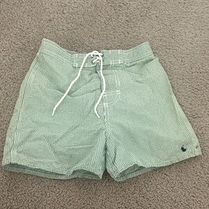 Boys size 7 Green Checkered Swim Shorts